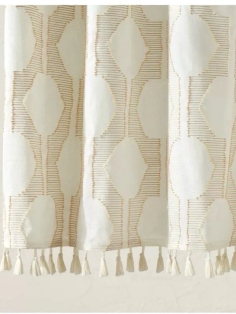 Opalhouse Cream and Tan Tassel-Trim Shower Curtain
